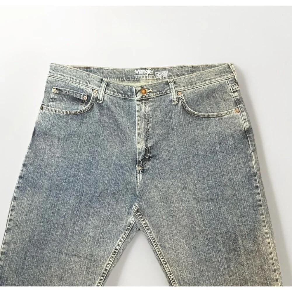 Wrangler Reserve Advanced Comfort Straight Leg Denim Blue Jeans Men's Size 38x29